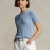 AZURE Women’s Ralph Lauren Cable-Knit Cotton Short-Sleeve Sweaters