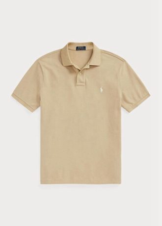 Beige Men’s Ralph Lauren Custom Slim Fit Mesh Polo Shirts