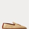 Beige Men’s Ralph Lauren Embroidered Canvas Loafers