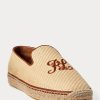 Beige Men’s Ralph Lauren Embroidered Canvas Loafers