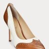 Beige / White Women’s Ralph Lauren Lynden Nappa & Burnished Leather Heels