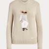 Beige Women’s Ralph Lauren Cable Bear Silk Sweaters