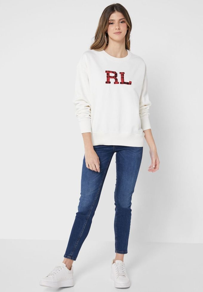 Beige Women’s Ralph Lauren Graphic Knitted Sweatshirts Beige Women’s Ralph Lauren Graphic Knitted Sweatshirts