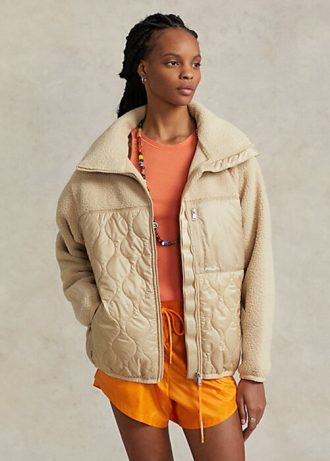 Beige Women’s Ralph Lauren Hybrid High-Pile & Ripstop-Panel Jackets