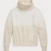 Beige Women’s Ralph Lauren Panelled Funnelneck Fleece Pullover Sweatshirts