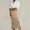 Beige Women’s Ralph Lauren Pointelle-knit Macrame Fringe Skirts Beige Women’s Ralph Lauren Pointelle-knit Macrame Fringe Skirts