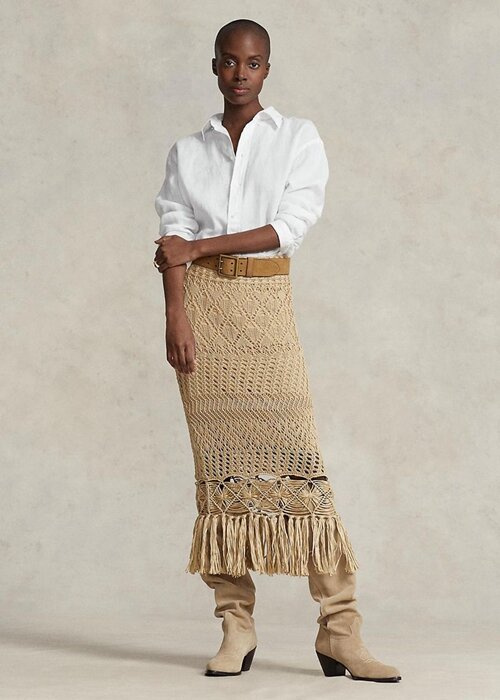 Beige Women’s Ralph Lauren Pointelle-knit Macrame Fringe Skirts Beige Women’s Ralph Lauren Pointelle-knit Macrame Fringe Skirts