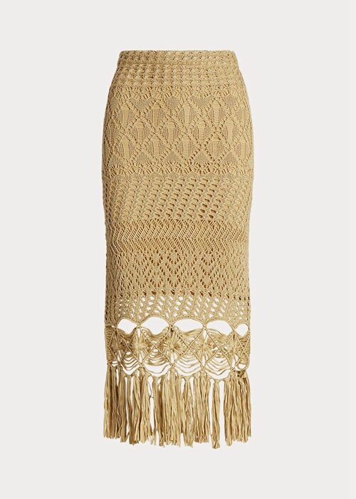 Beige Women’s Ralph Lauren Pointelle-knit Macrame Fringe Skirts Beige Women’s Ralph Lauren Pointelle-knit Macrame Fringe Skirts