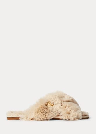 Beige Women’s Ralph Lauren Sydni Faux-Fur Flat Shoes
