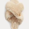 Beige Women’s Ralph Lauren Sydni Faux-Fur Flat Shoes
