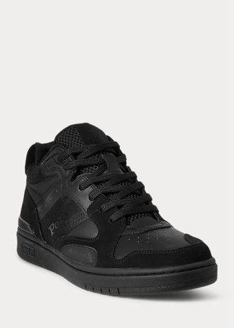 Black / Black Men’s Ralph Lauren Court Mid Pro Sneakers