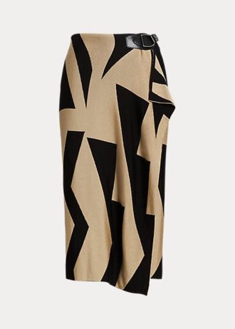 Black / Brown Women’s Ralph Lauren Geo-Print Cotton-Blend Pencil Skirts