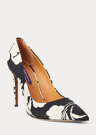 Black / Cream Women’s Ralph Lauren Celia Floral-Print Heels