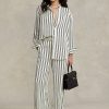 Black / Cream Women’s Ralph Lauren Striped Satin Wide-Leg Pants