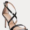 Black / Gold Women’s Ralph Lauren Gabriele Embossed Leather Heels