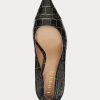 Black / Gold Women’s Ralph Lauren Lindella Embossed-Leather Heels