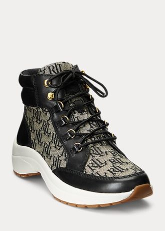 Black / Grey Women’s Ralph Lauren Rylee Monogram Jacquard High-Top Sneakers