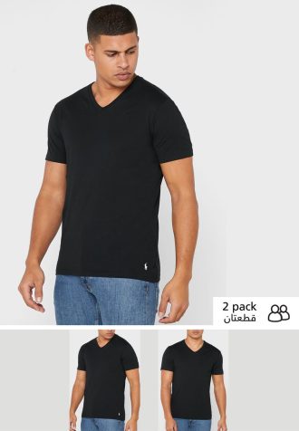 Black Men’s Ralph Lauren 2 Pack Essential V- Neck T Shirts