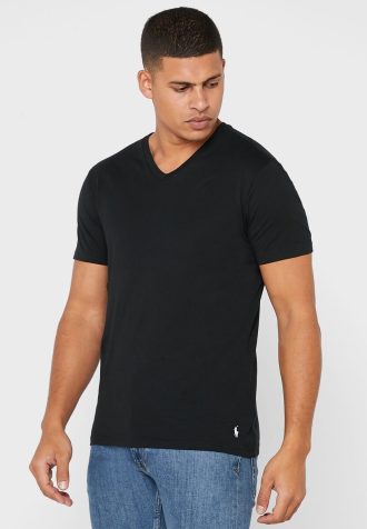 Black Men’s Ralph Lauren 2 Pack Essential V- Neck T Shirts