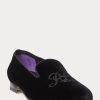 Black Men’s Ralph Lauren Alonzo Embroidered Velvet Dress Shoes
