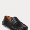 Black Men’s Ralph Lauren Anders Leather Driver Casual Shoes