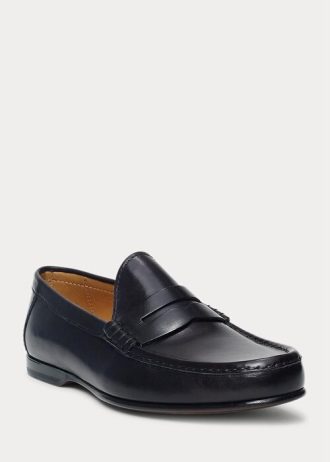 Black Men’s Ralph Lauren Chalmers Calfskin Penny Loafers