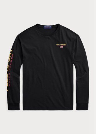 Black Men’s Ralph Lauren Classic Fit Polo Sport Jersey T Shirts