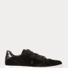 Black Men’s Ralph Lauren Court Velvet Low-Top Sneakers