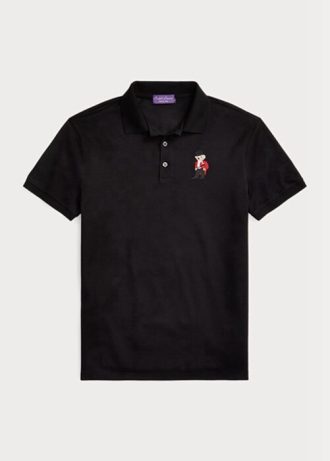 Black Men’s Ralph Lauren Custom Slim Fit Bear Polo Shirts