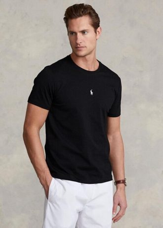 Black Men’s Ralph Lauren Custom Slim Fit Crewneck  T Shirts
