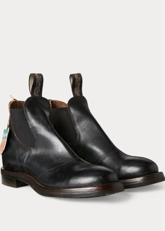 Black Men’s Ralph Lauren Hand-Burnished Leather Chelsea Boots