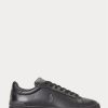 Black Men’s Ralph Lauren Heritage Court II Leather Sneakers
