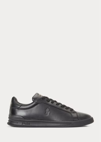 Black Men’s Ralph Lauren Heritage Court II Leather Sneakers