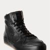 Black Men’s Ralph Lauren Jaemyn Calfskin High-Top Sneakers