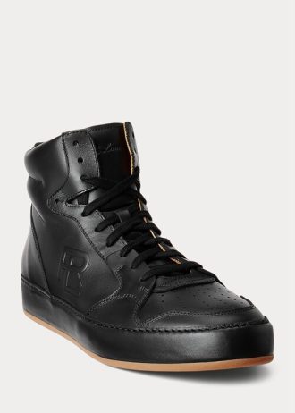 Black Men’s Ralph Lauren Jaemyn Calfskin High-Top Sneakers