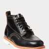 Black Men’s Ralph Lauren Leather Lace-Up Boots