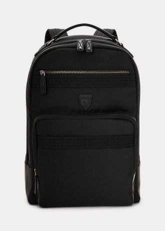 Black Men’s Ralph Lauren Leather-Trim Travel Backpacks