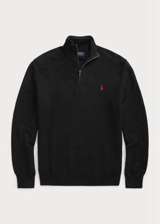Black Men’s Ralph Lauren Mesh-knit Cotton Quarter-zip Jumper  Sweaters