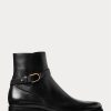 Black Men’s Ralph Lauren Welington Burnished Calfskin Boots