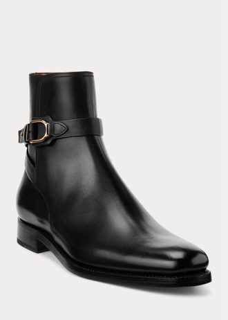 Black Men’s Ralph Lauren Welington Burnished Calfskin Boots