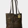 Black Over Brown Women’s Ralph Lauren Leather Tote Bags