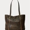 Black Over Brown Women’s Ralph Lauren Leather Tote Bags