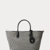 Black/White Houndstooth Women’s Ralph Lauren Houndstooth Medium Bellport Tote Bags