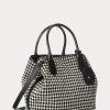 Black/White Houndstooth Women’s Ralph Lauren Houndstooth Medium Bellport Tote Bags