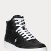 Black / White Men’s Ralph Lauren Court Leather High-Top Sneakers
