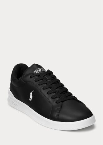 Black / White Men’s Ralph Lauren Heritage Court II Leather Sneakers