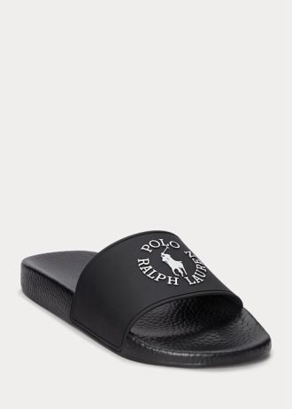Black / White Men’s Ralph Lauren Logo Slippers