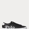 Black / White Men’s Ralph Lauren Longwood Logo Leather Sneakers