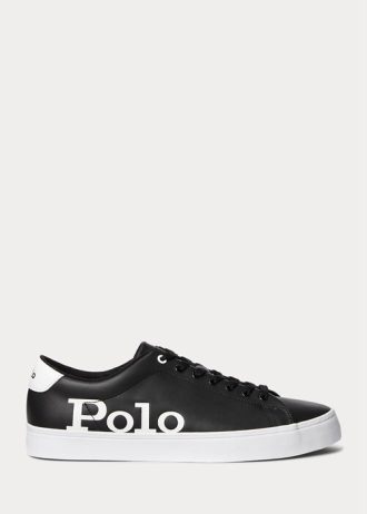 Black / White Men’s Ralph Lauren Longwood Logo Leather Sneakers