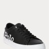 Black / White Men’s Ralph Lauren Longwood Logo Leather Sneakers
